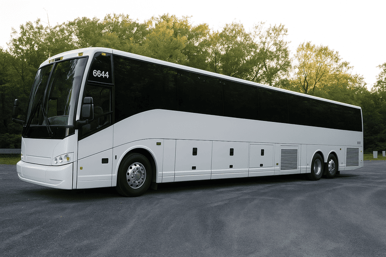 exterior of Charter Bus Rental League City coach bus