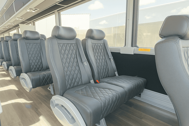 interior of Charter Bus Rental League City charter bus